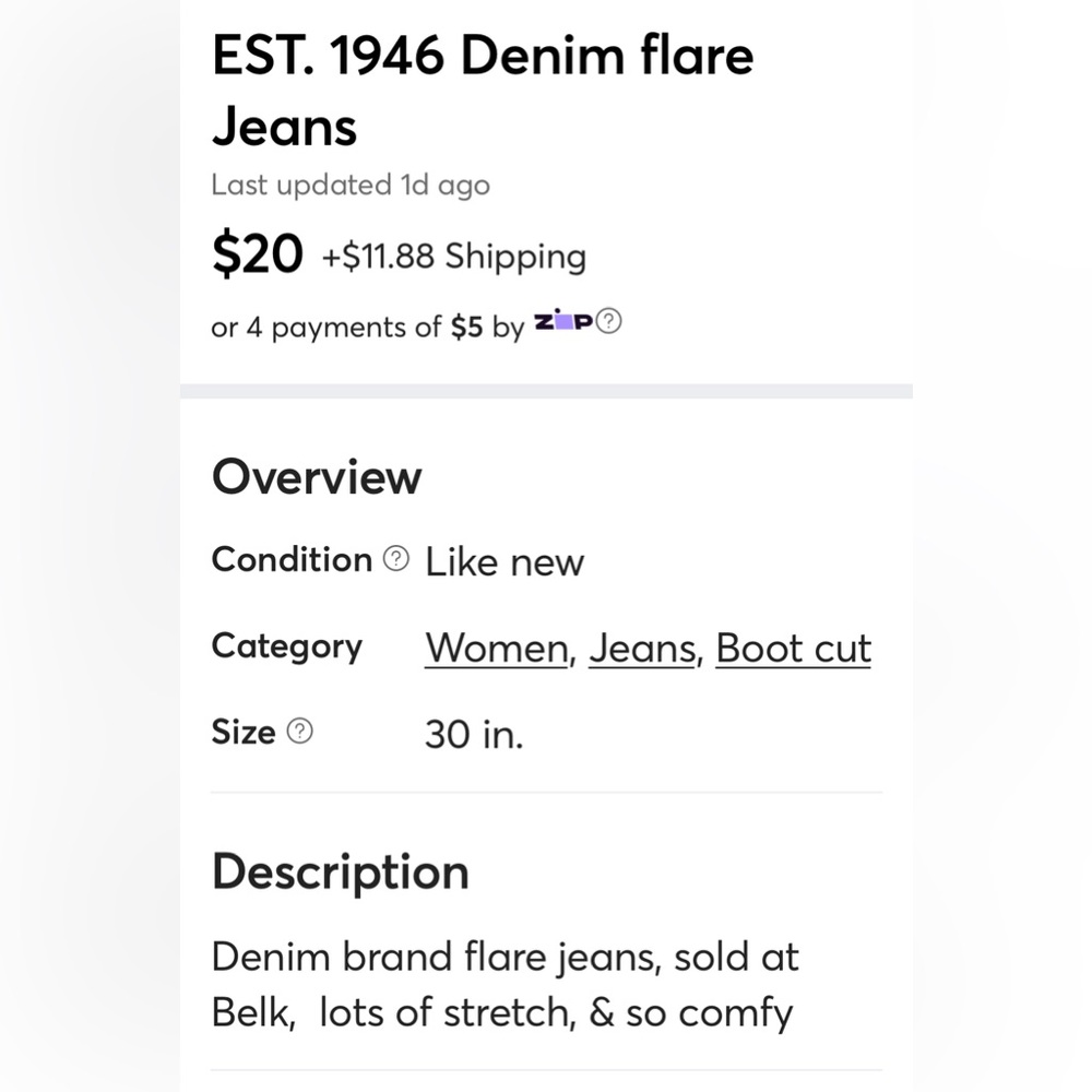 🔴SOLD🔴 Women’s Denim Flare Jeans - Picture 4 of 4